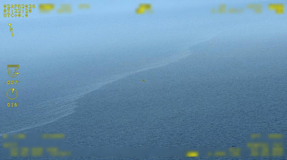 Bild på oljeutsläpp ost Gotland från den 2 april 2026