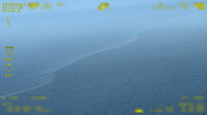 Bild på oljeutsläpp ost Gotland från den 2 april 2026