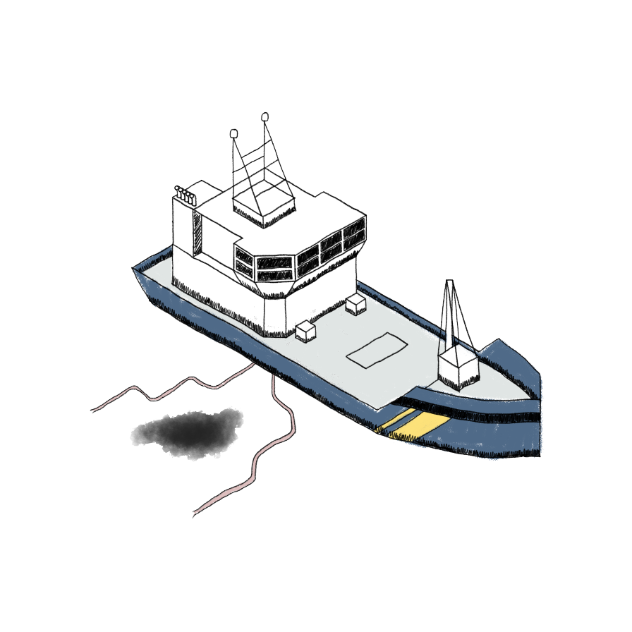 Kustbevakningsbåt med oljeläns